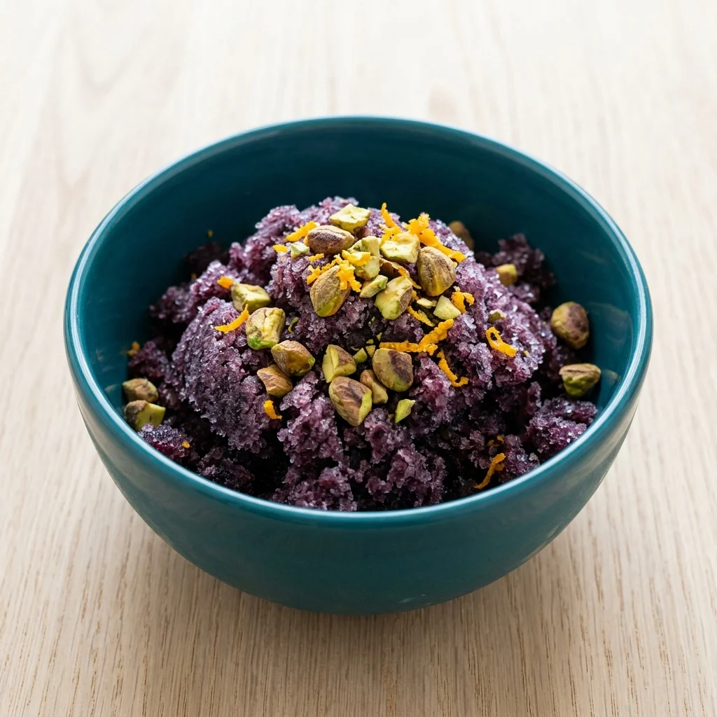 Orange-Pistachio Blueberry Coconut Granita