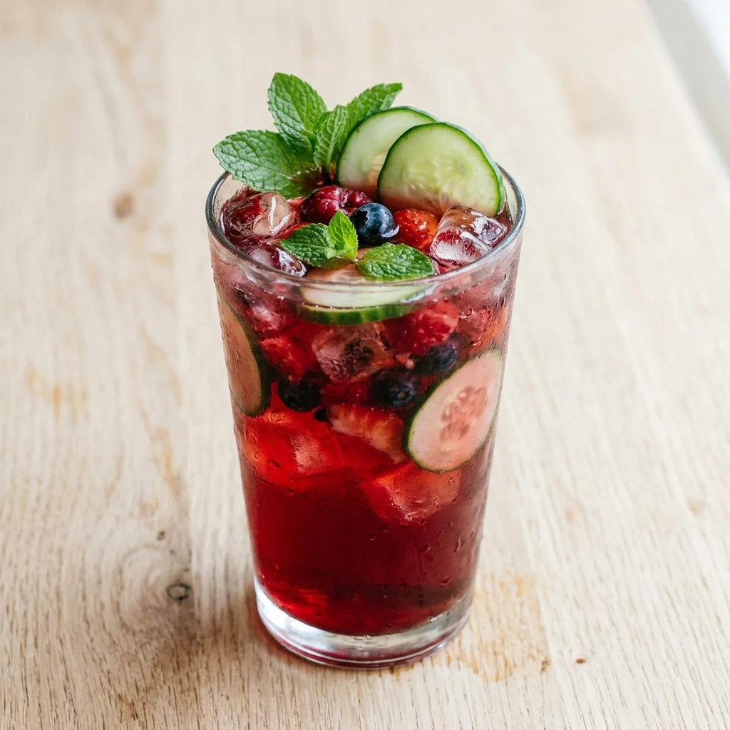 Hibiscus Berry Iced Tea with Mint and Cucumber