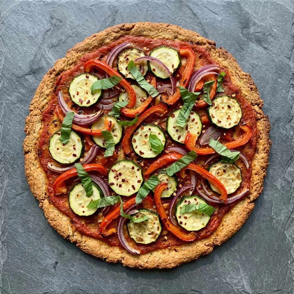 Almond Flour Flatbread Pizza with Roasted Vegetables