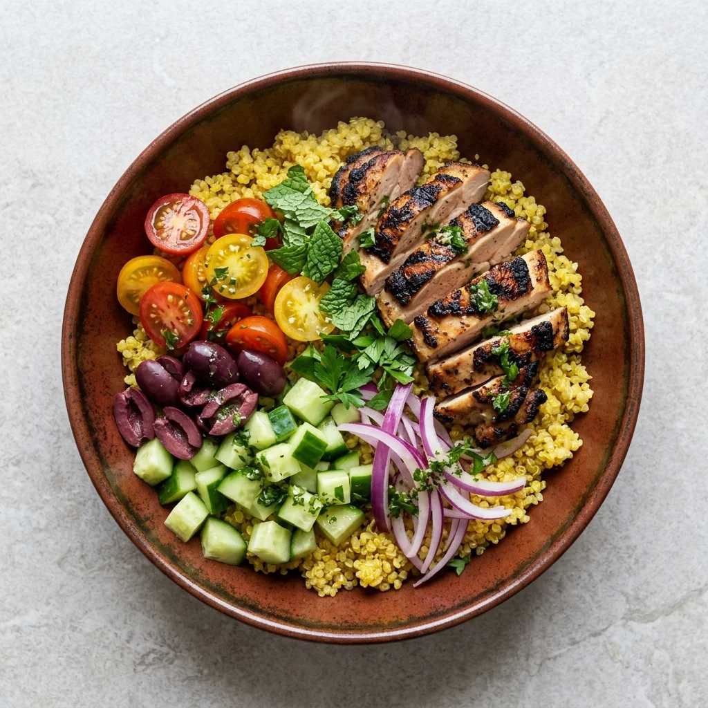 Chicken Souvlaki Bowl with Turmeric Quinoa