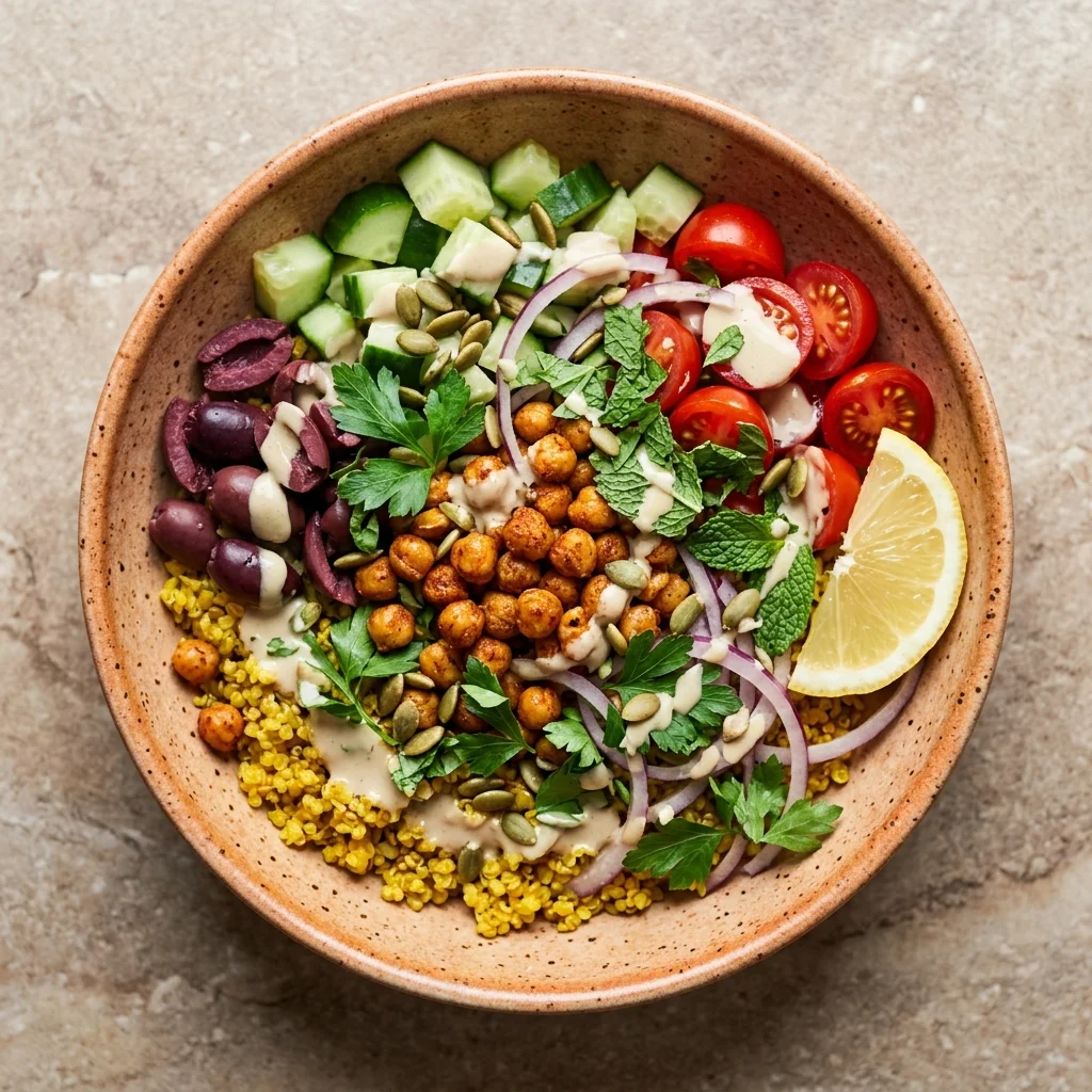 Mediterranean Grain Bowl with Turmeric Quinoa