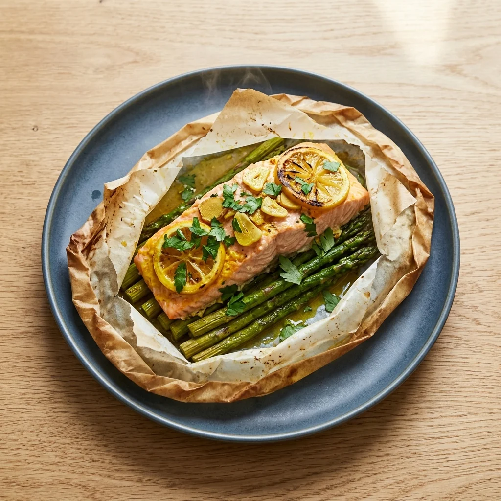 Salmon en Papillote with Asparagus