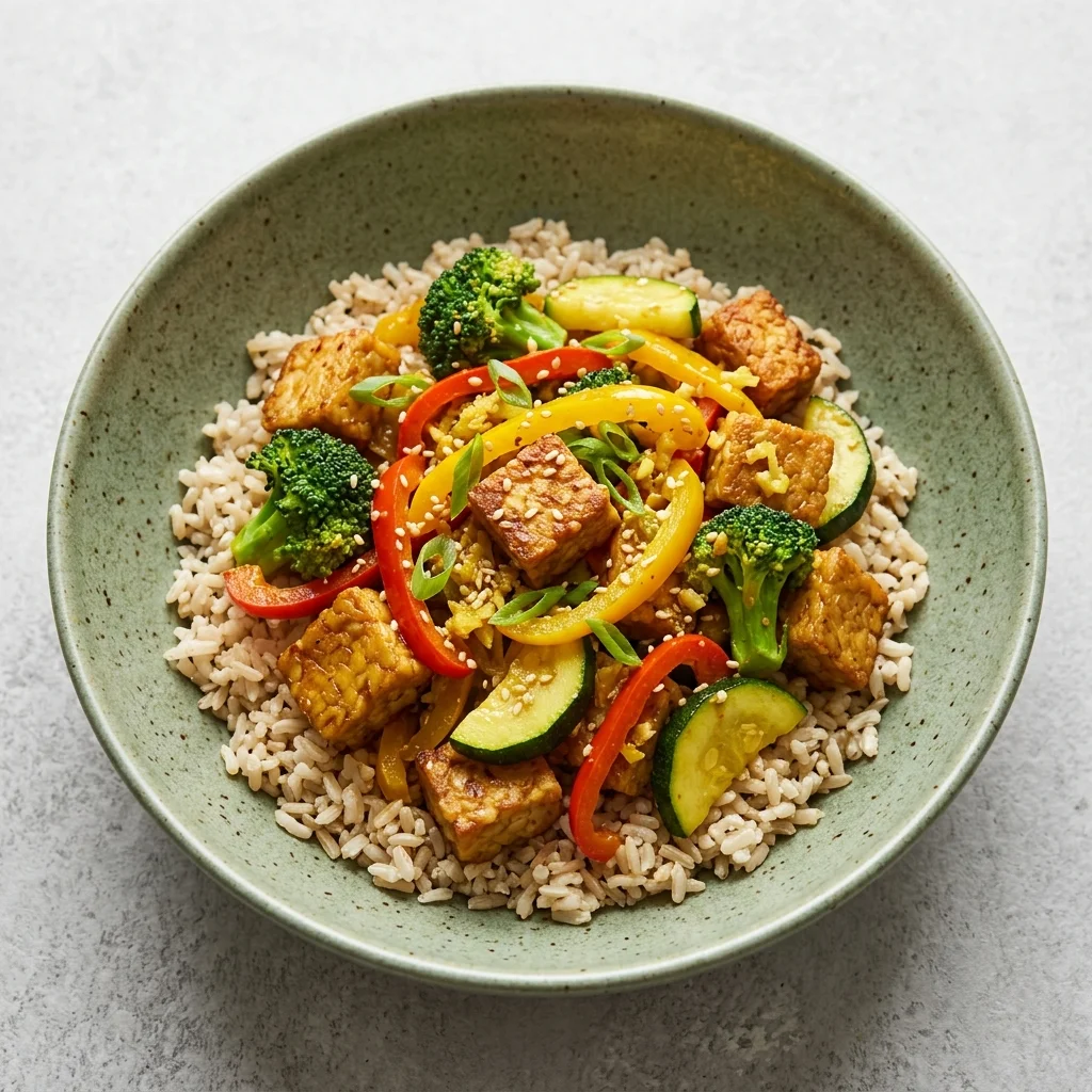 Tempeh Stir-Fry with Turmeric Ginger Sauce