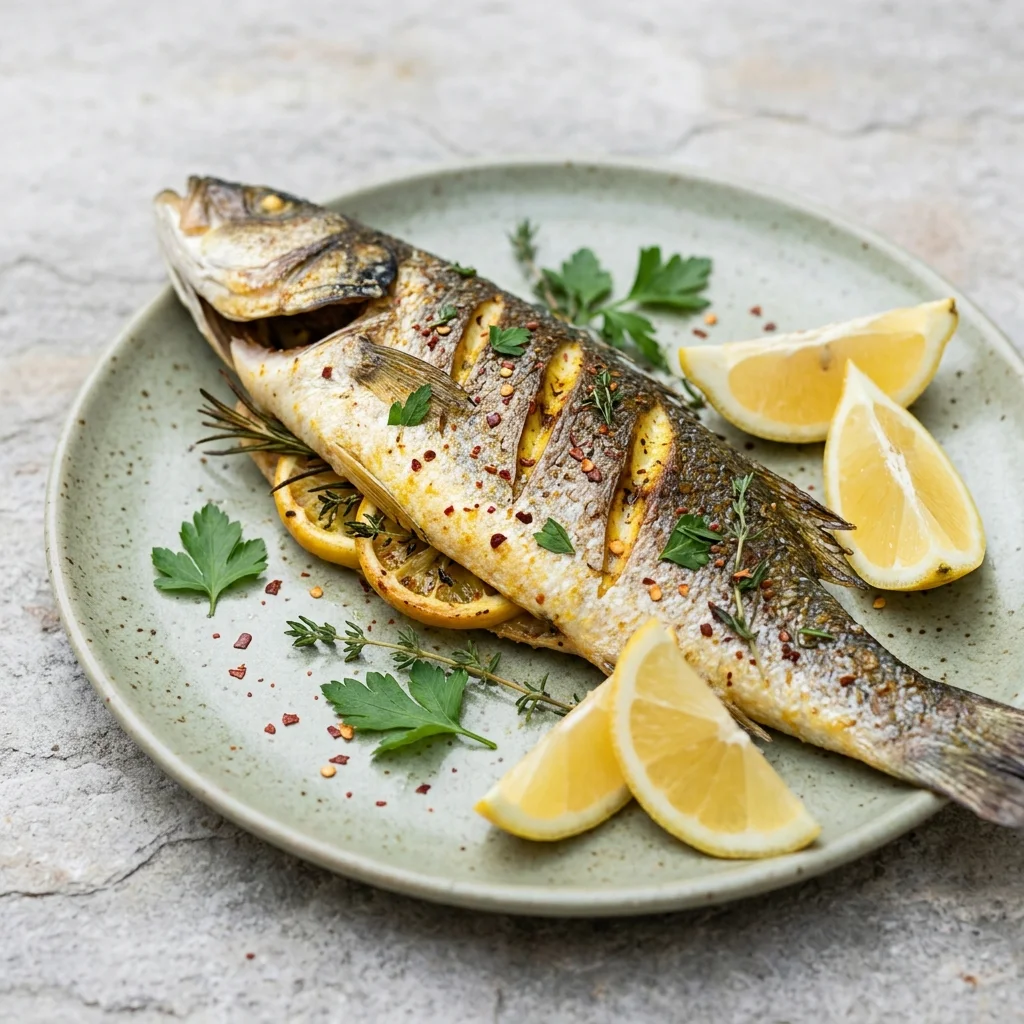 Whole Roasted Branzino with Lemon and Herbs