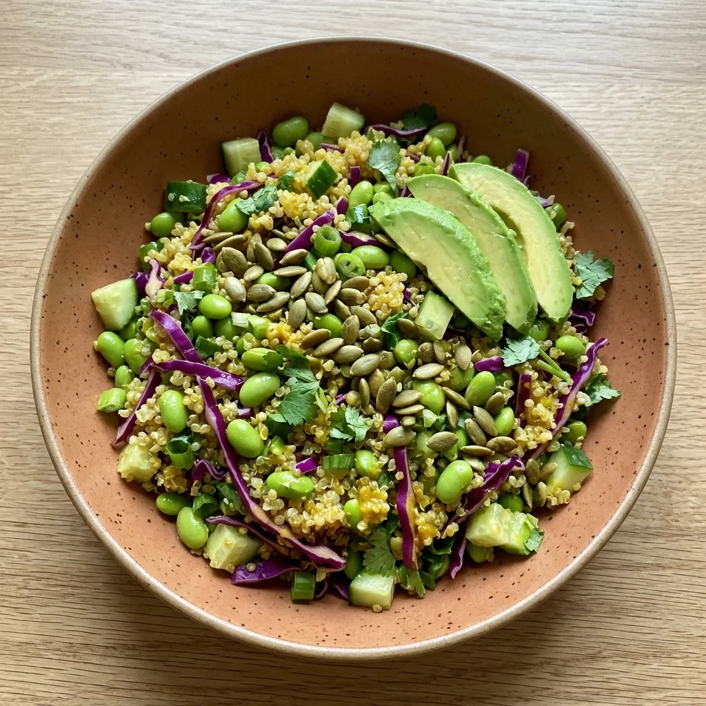 Edamame Quinoa Salad with Turmeric-Ginger Dressing