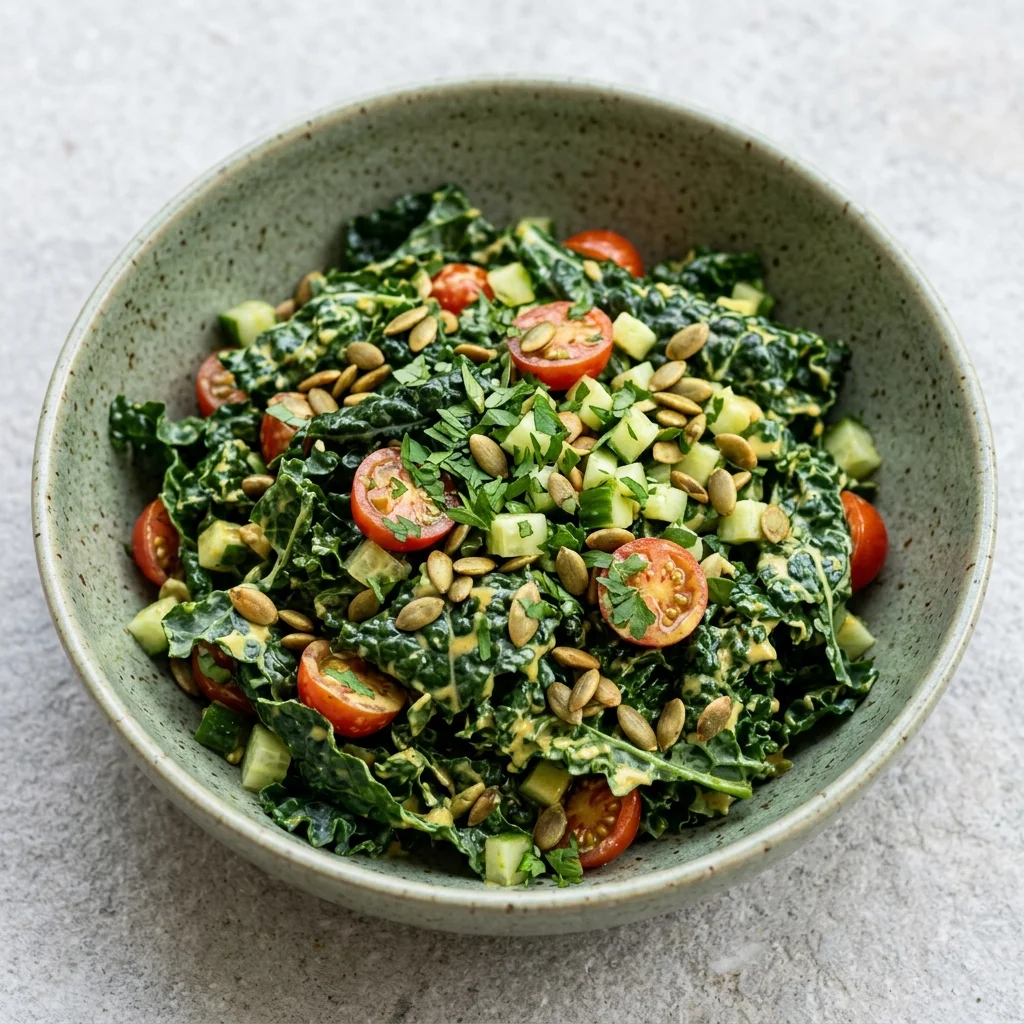 Massaged Kale Salad with Lemon Tahini Dressing
