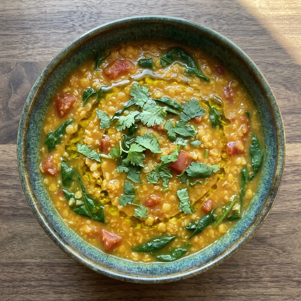 Curried Lentil Soup with Spinach