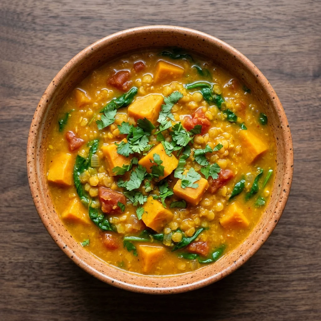 Curried Sweet Potato & Red Lentil Soup