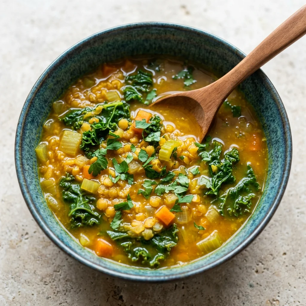 Lentil and Kale Soup with Turmeric and Ginger