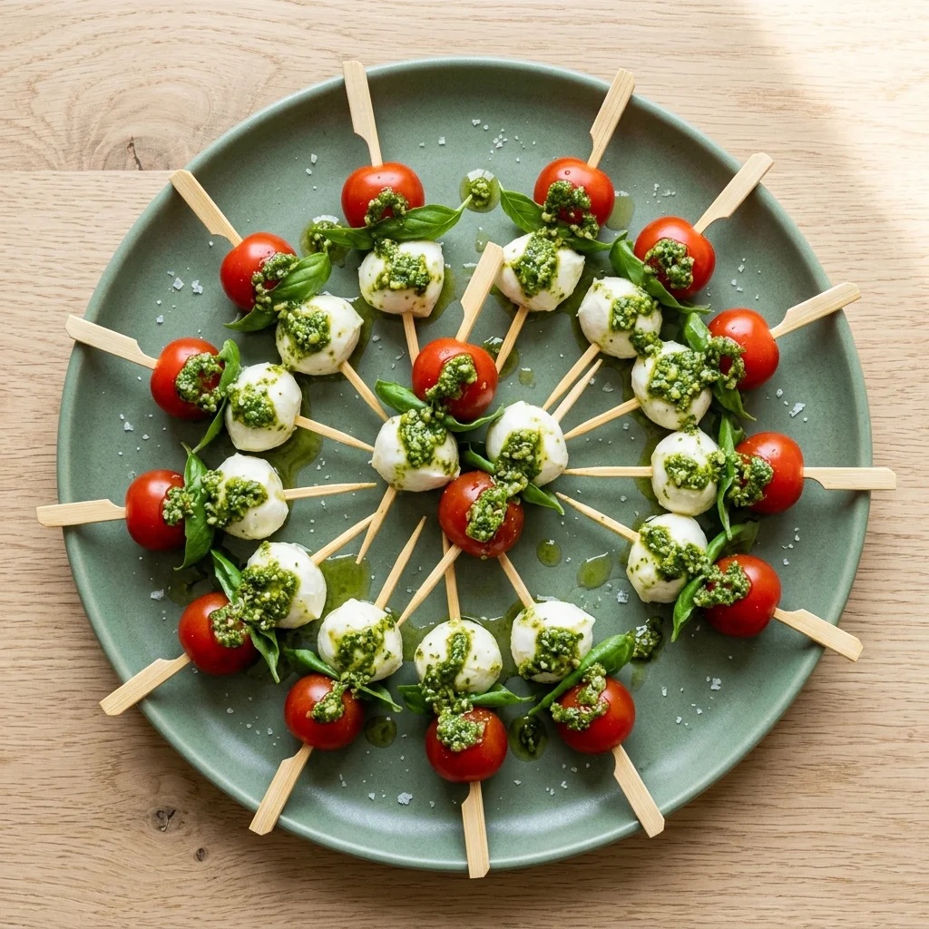 Basil Pesto Caprese Skewers