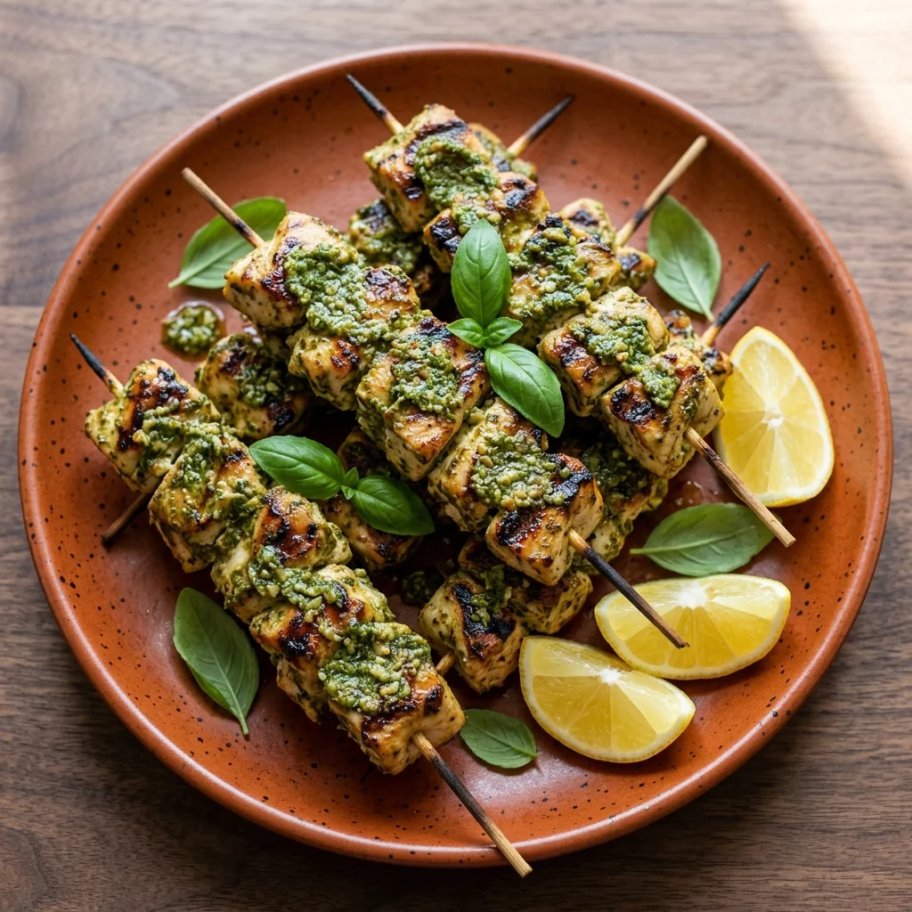 Basil Pesto Chicken Skewers