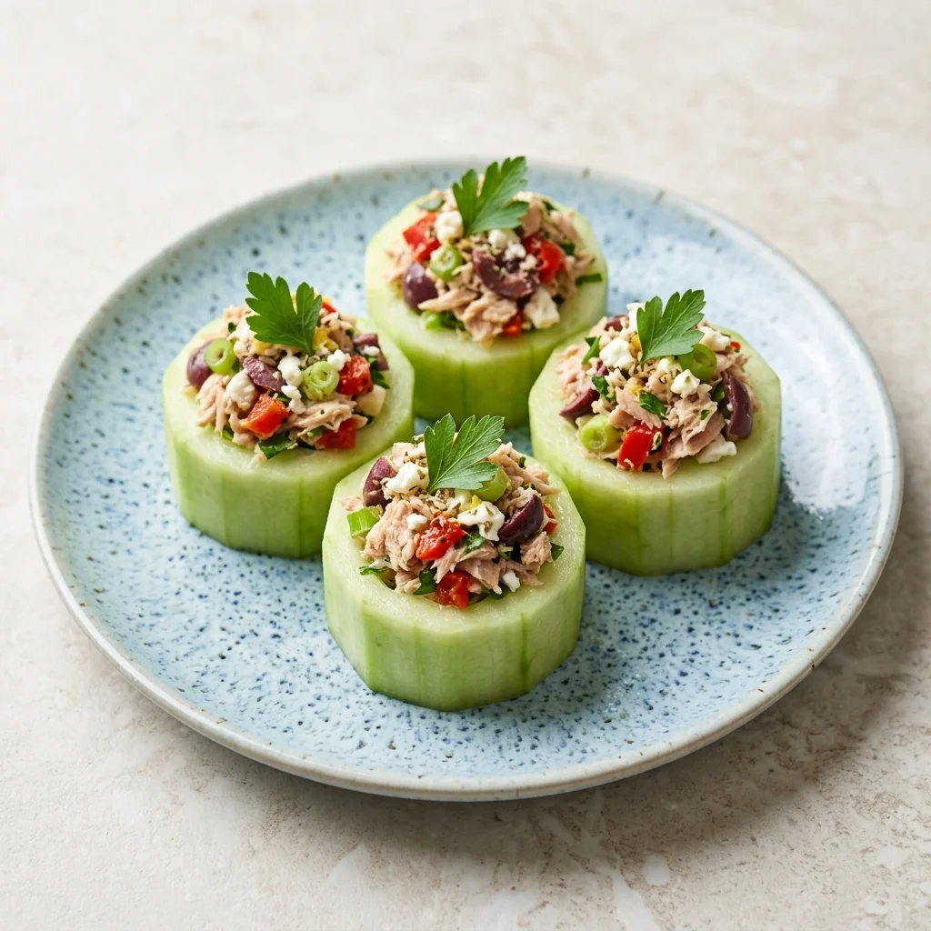 Greek-Style Tuna Cucumber Cups