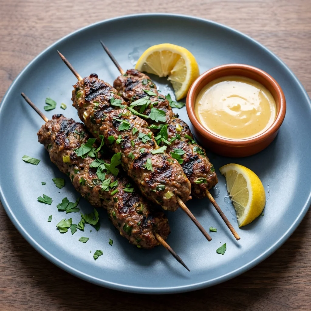 Harissa-Style Lamb Skewers with Maple Mustard