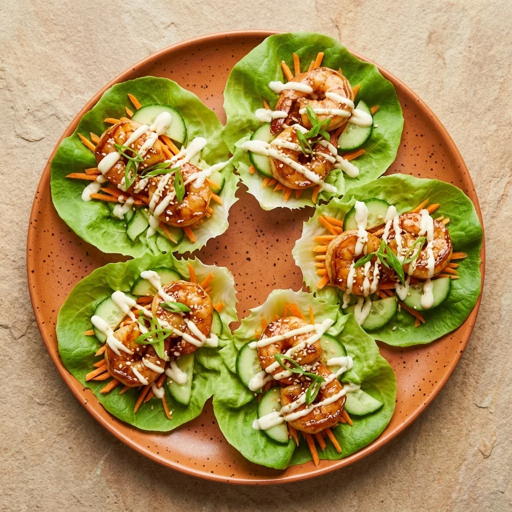Miso-Ginger Shrimp Lettuce Cups with Lemon Aioli