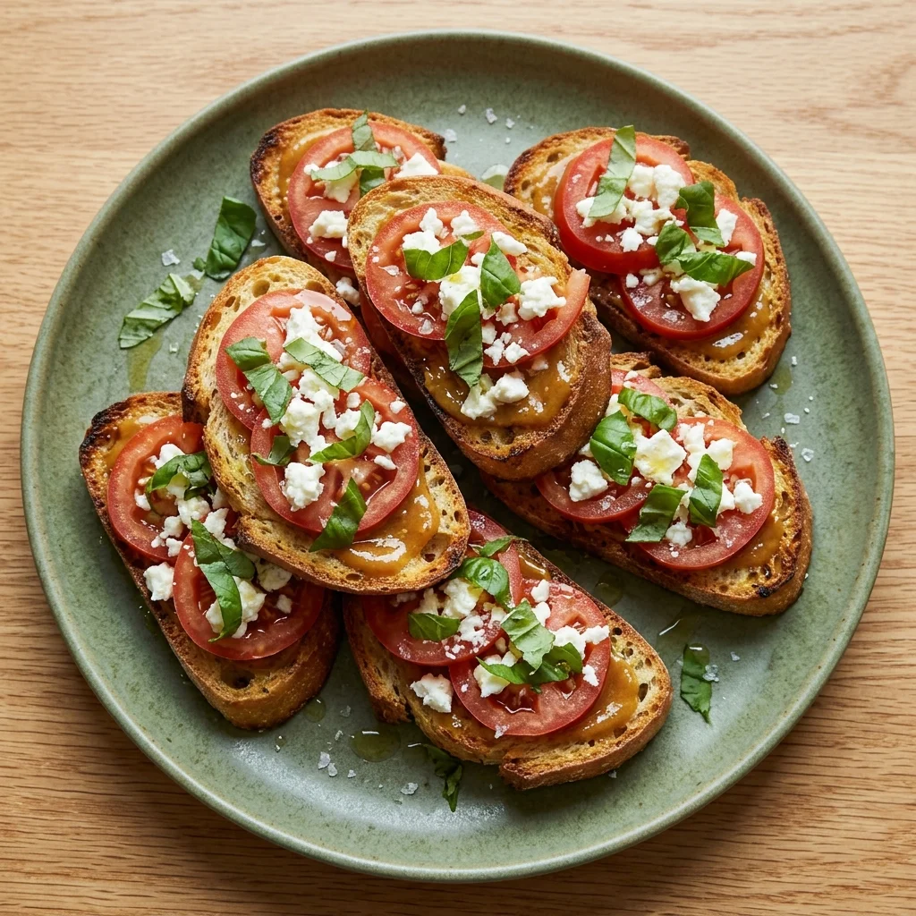 Tomato-Basil Feta Crostini with Maple Mustard