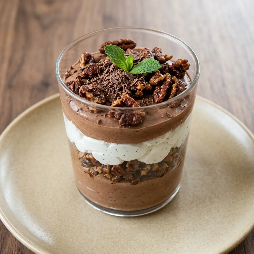 Chocolate-Mint Parfait with Pecan Crunch