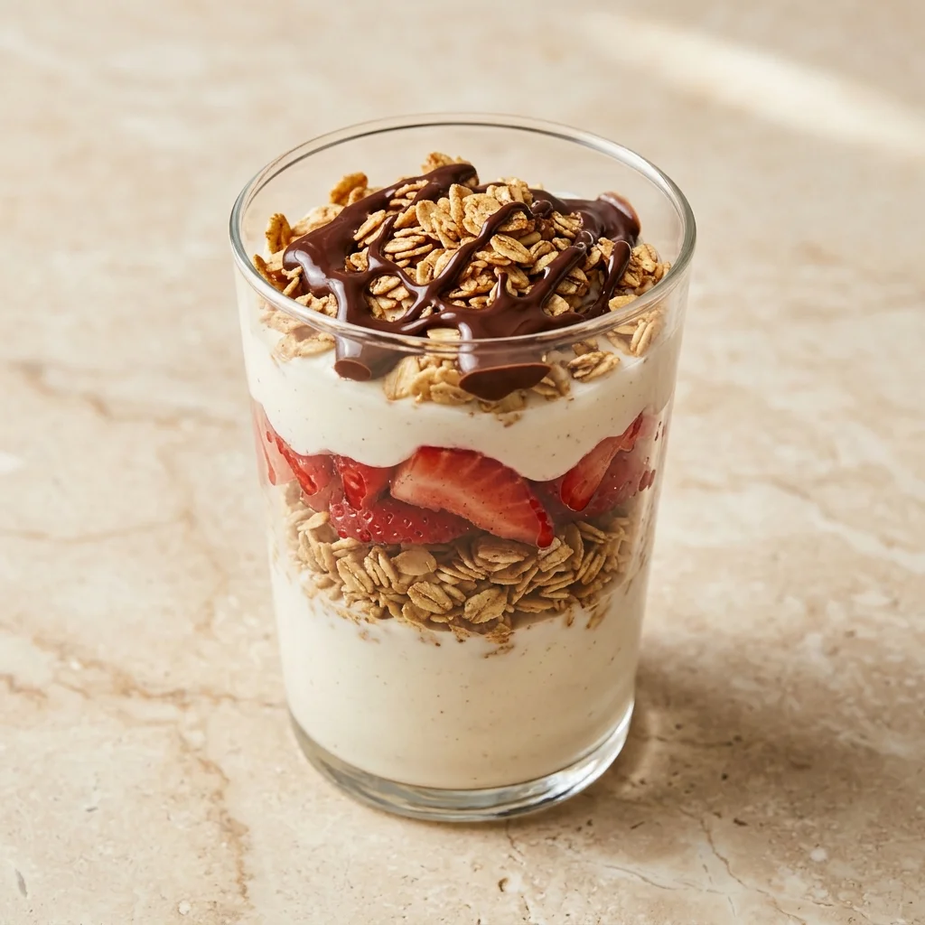 Cinnamon Sugar Parfait with Dark Chocolate Drizzle