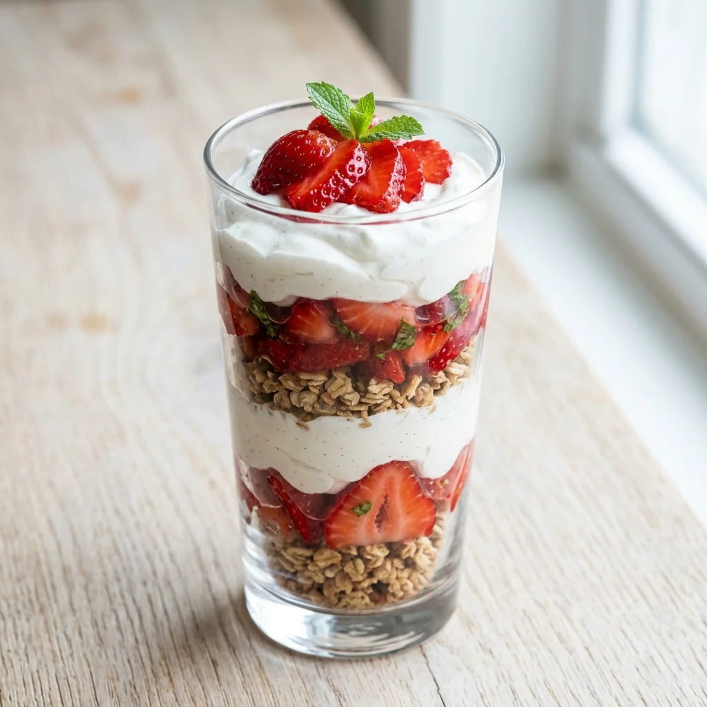 Fresh Strawberry Parfait with Peppermint