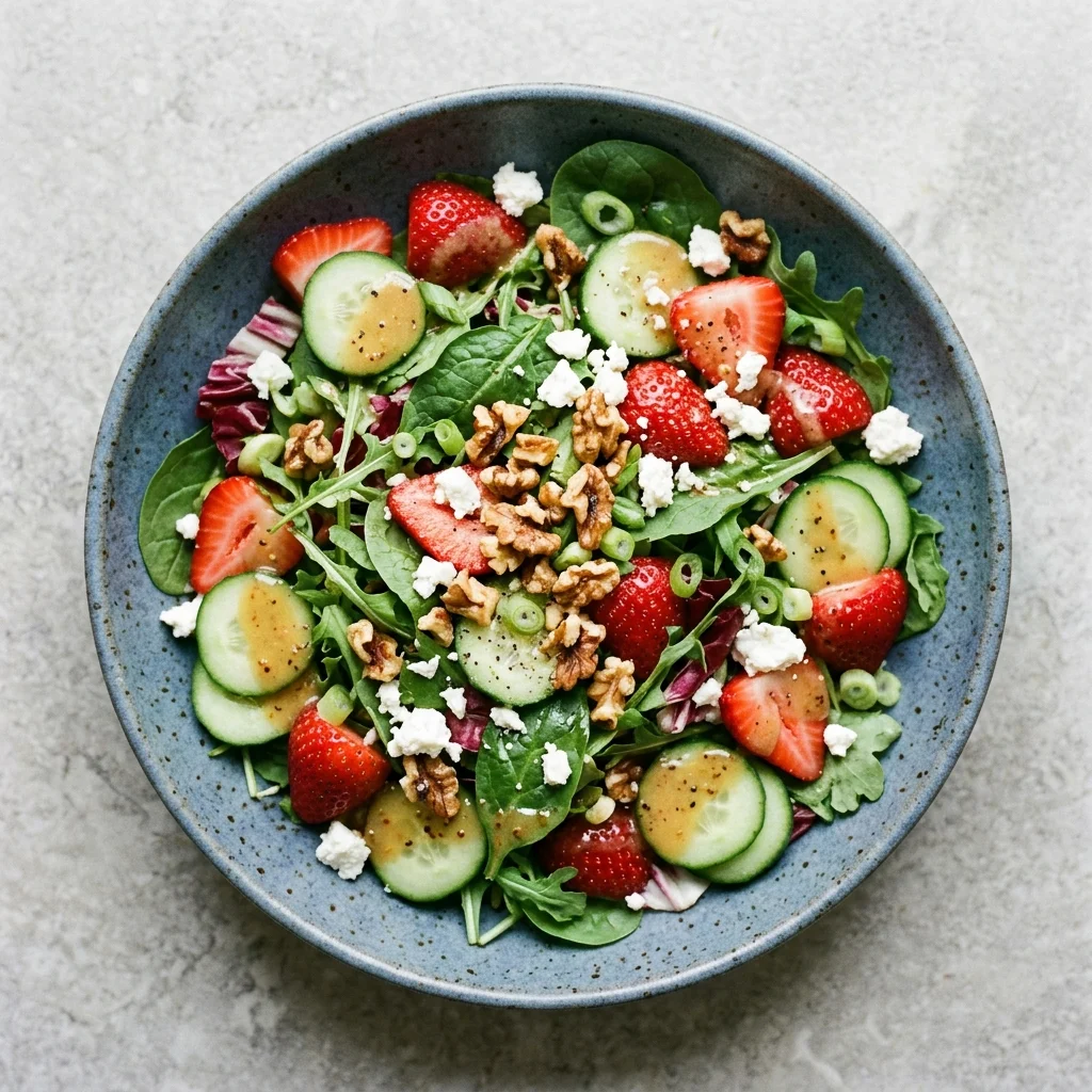 Spring Mix Salad with Strawberries and Maple Dijon Vinaigrette