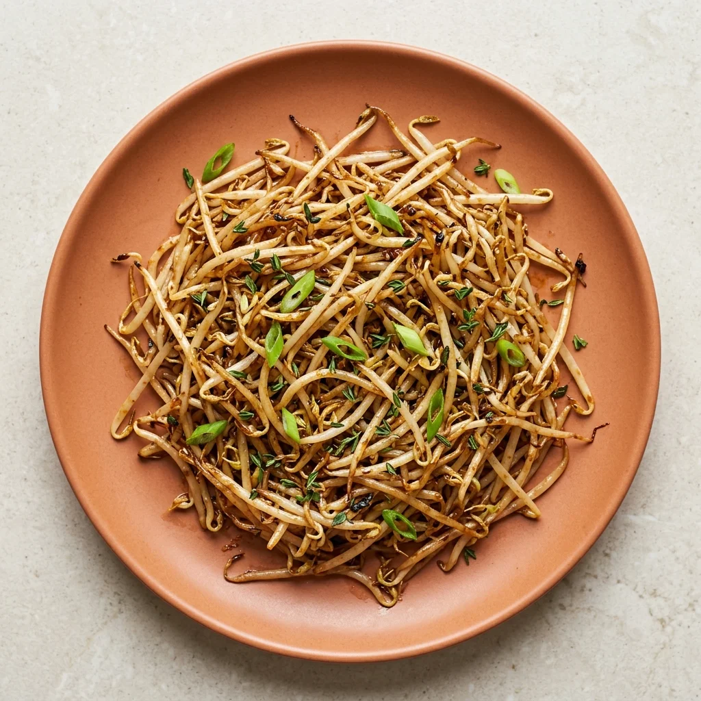 Crispy Dijon-Thyme Bean Sprouts