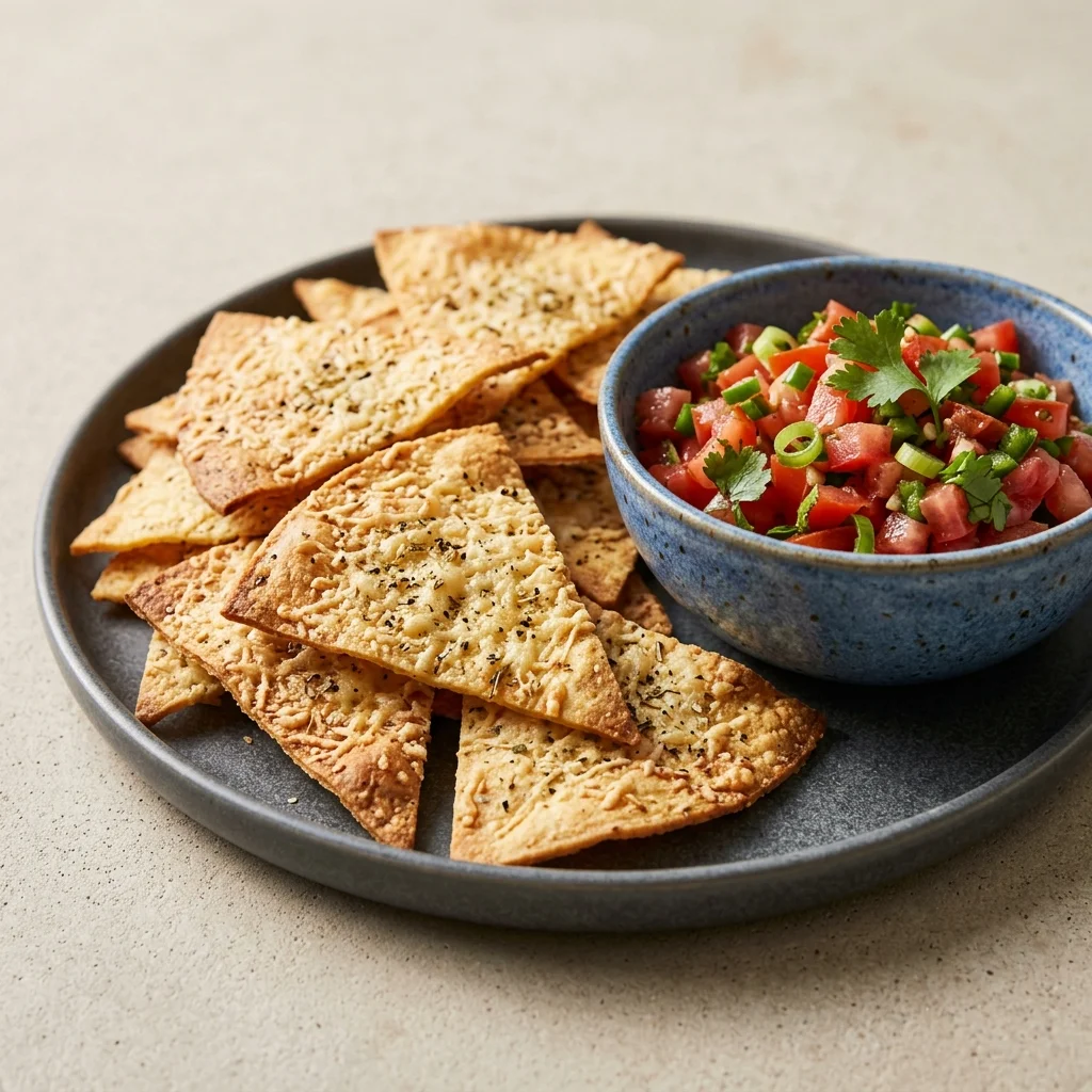 Crunchy Herb Parmesan Tortilla Chips & Salsa