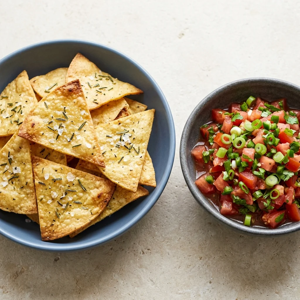 Rosemary Sea Salt Tortilla Chips with Fresh Tomato Salsa