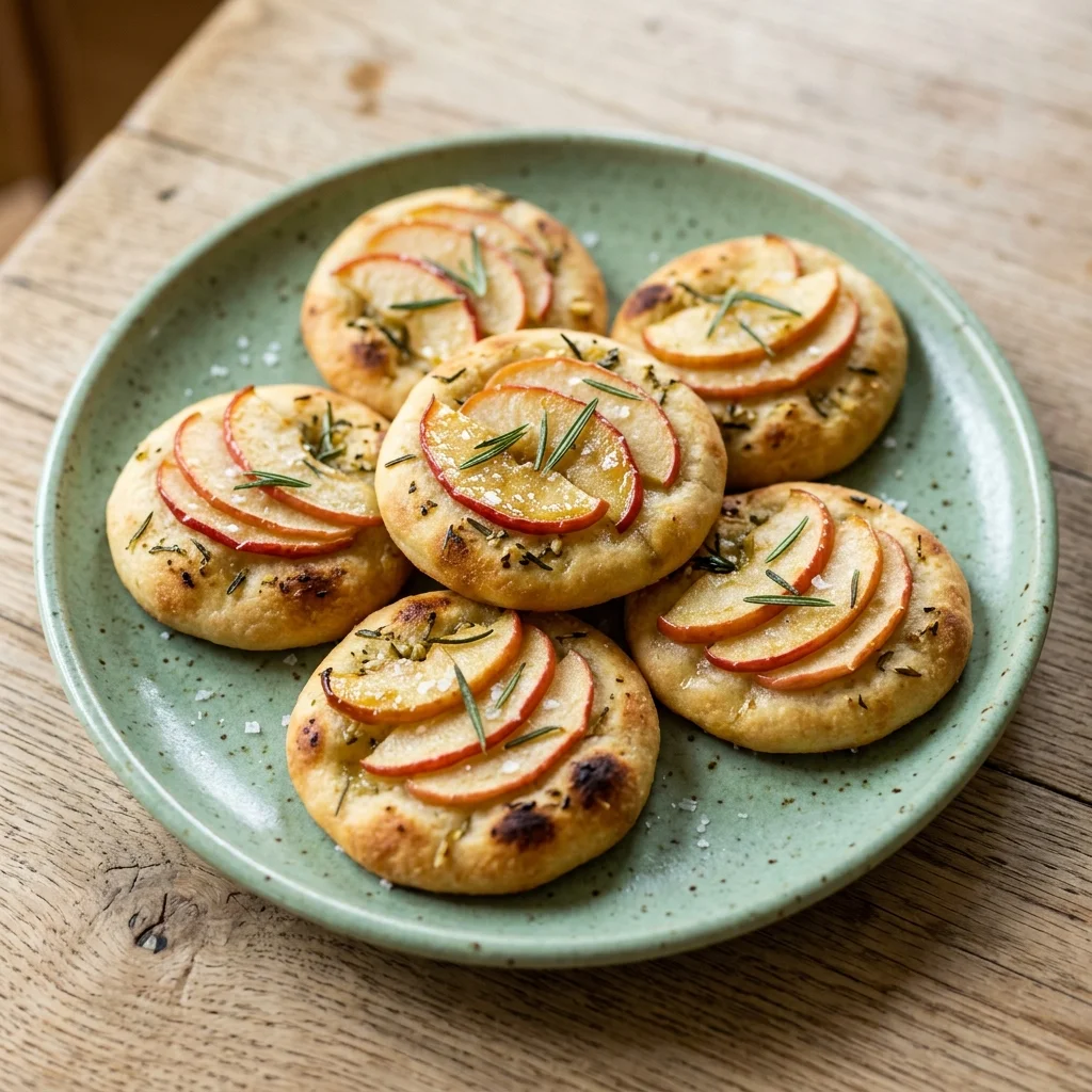 Rosemary-Garlic Mini Flatbread Bites with Apple