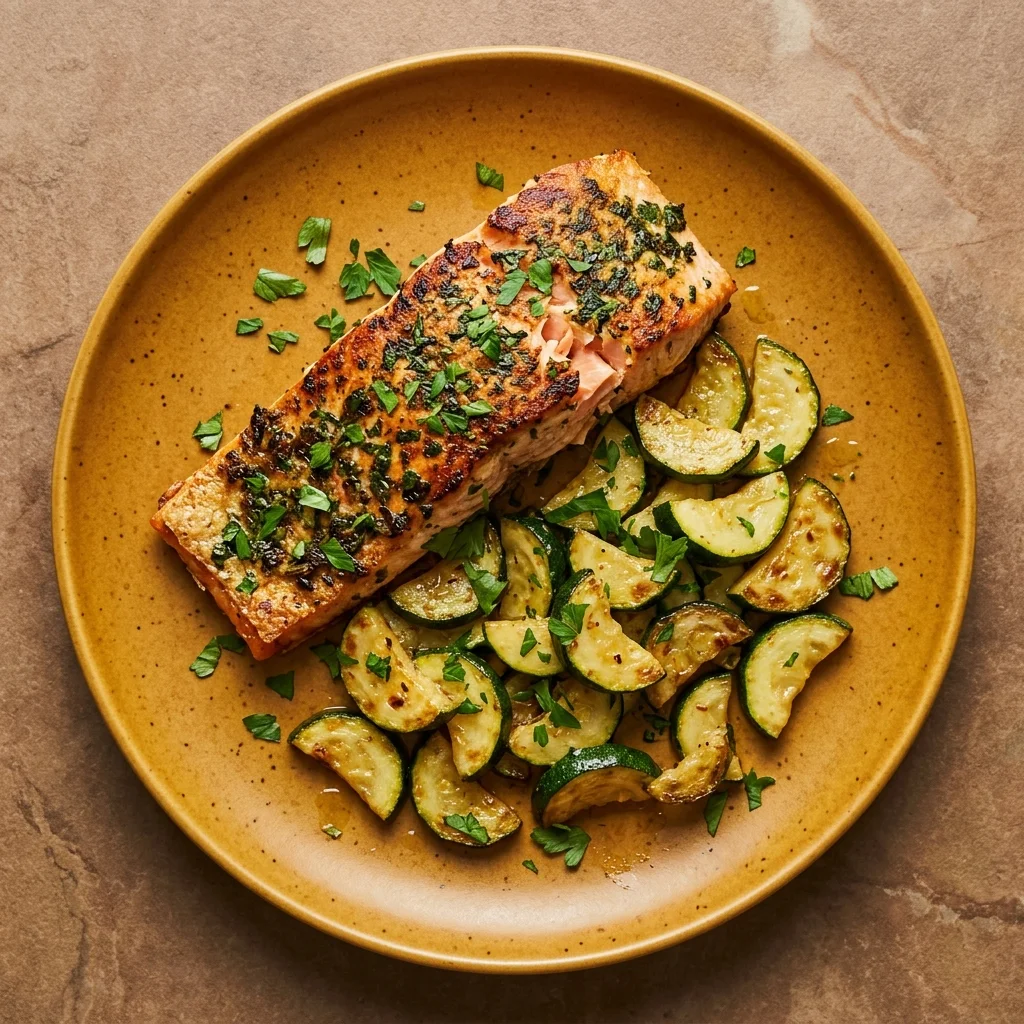 Herb-Crusted Salmon with Zucchini