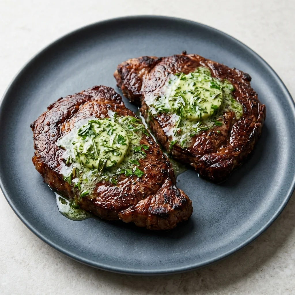 Pan-Seared Bison Steaks with Herb Butter