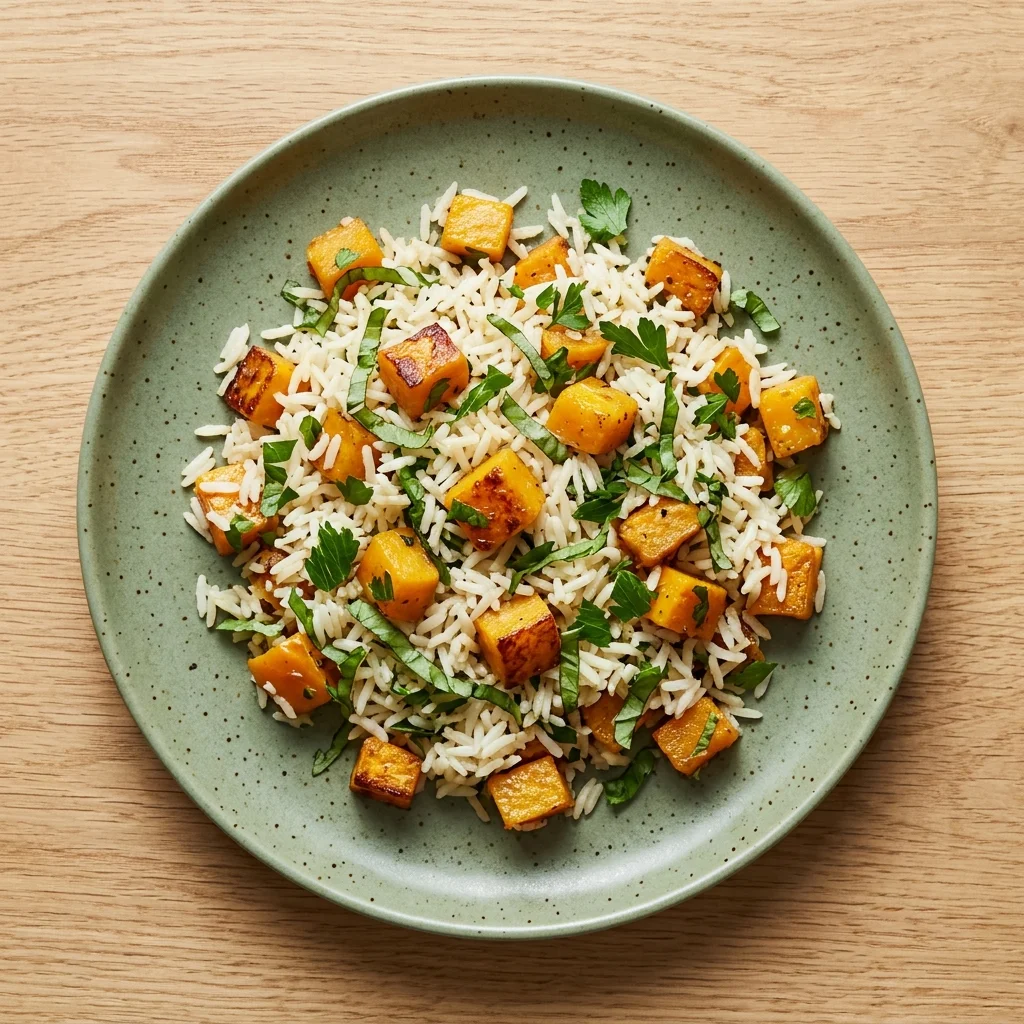 Butternut Squash Rice Pilaf with Basil and Parsley