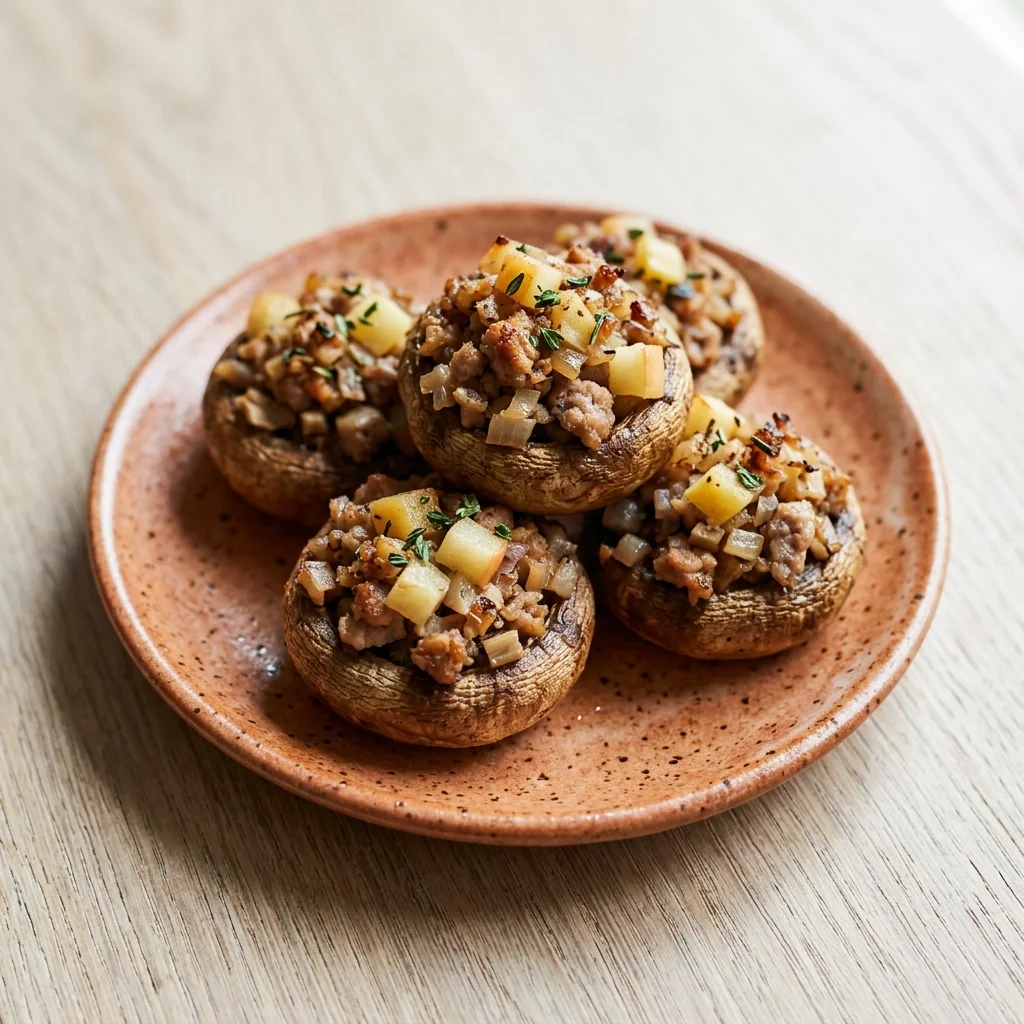 Sausage and Apple Stuffed Mushrooms