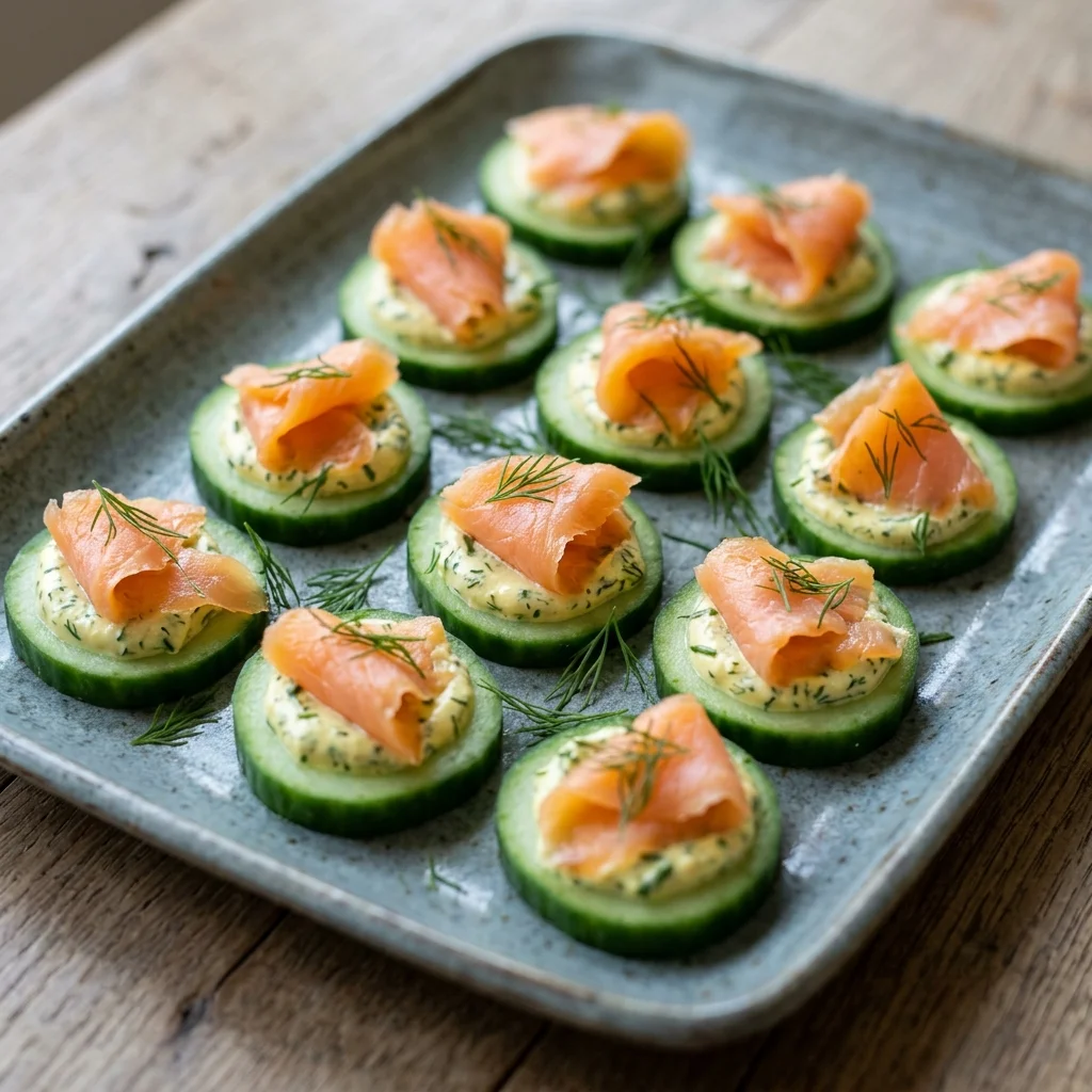 Coconut Smoked Salmon Cucumber Bites