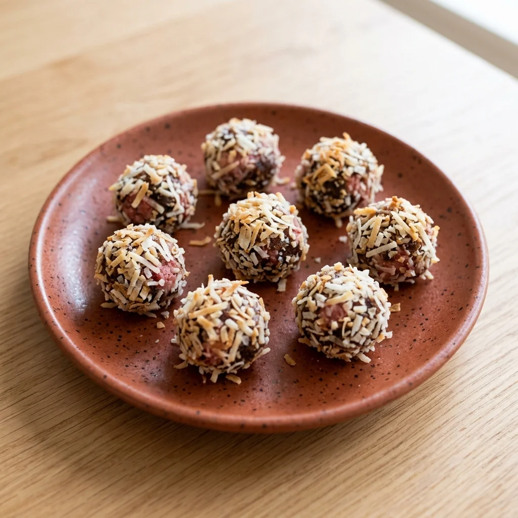 Strawberry Rhubarb Date Truffles