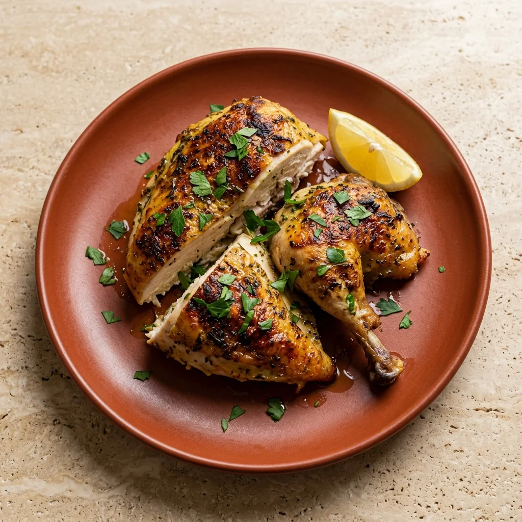Herb-Pressed Brick Chicken