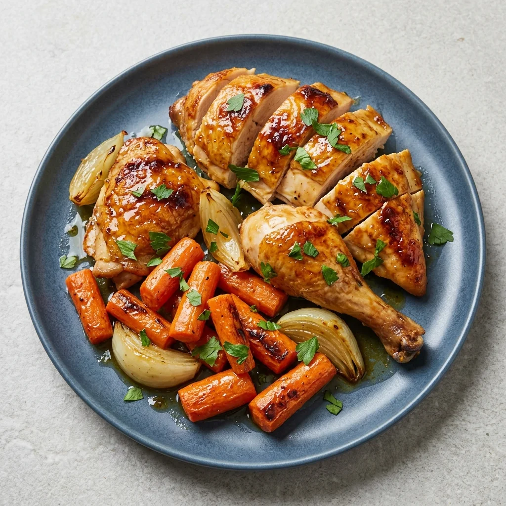 Honey Glazed Roast Chicken with Carrots