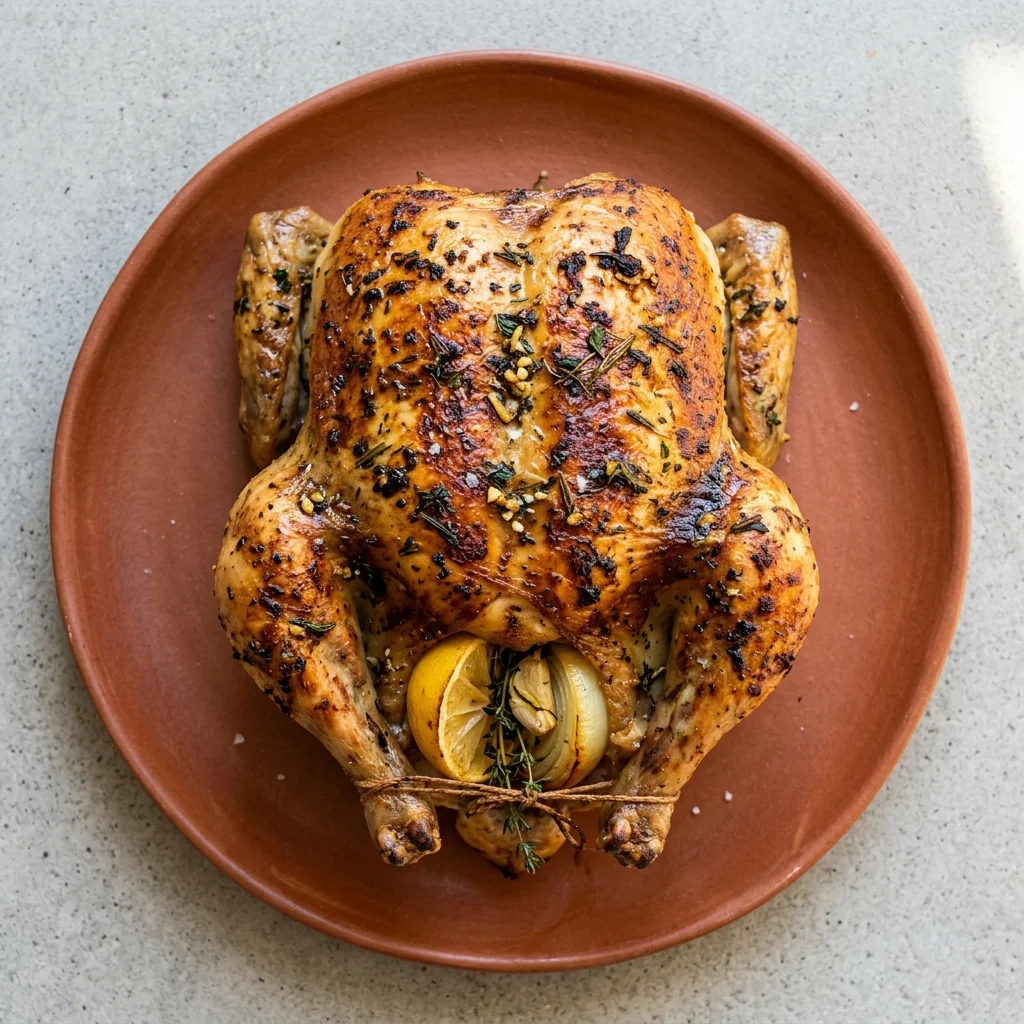 Lemon Garlic Roasted Whole Chicken