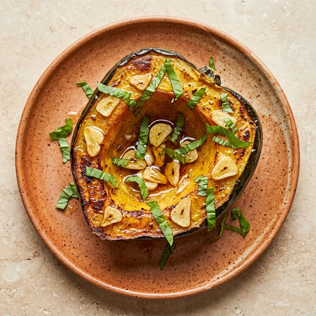 Roasted Acorn Squash with Basil & Garlic