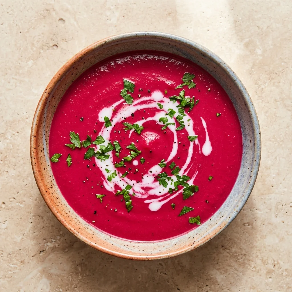 Roasted Beet Soup with Ginger & Coconut