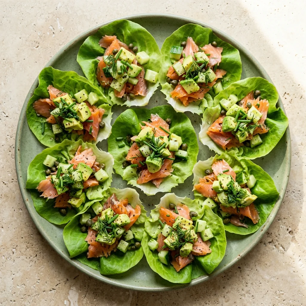 Smoked Salmon Lettuce Cups with Avocado & Cucumber