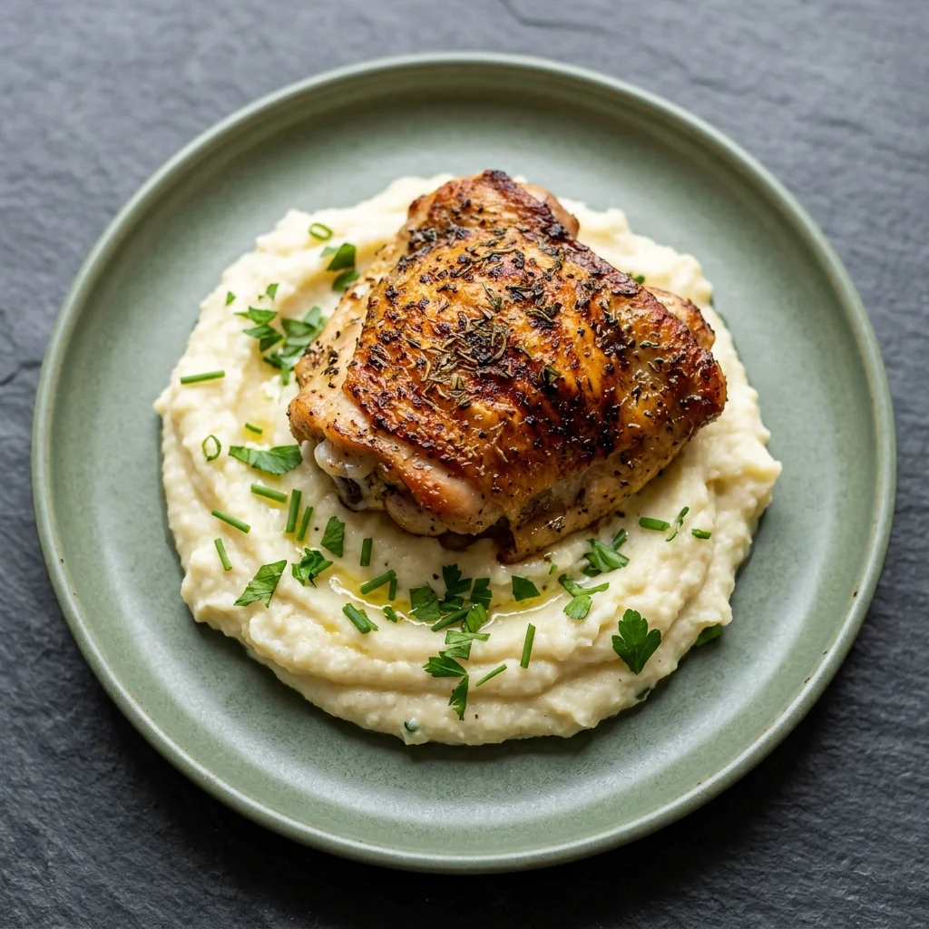 Cauliflower Mash with Herb-Roasted Chicken