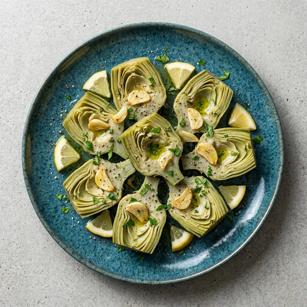 Steamed Artichoke Hearts with Lemon & Garlic