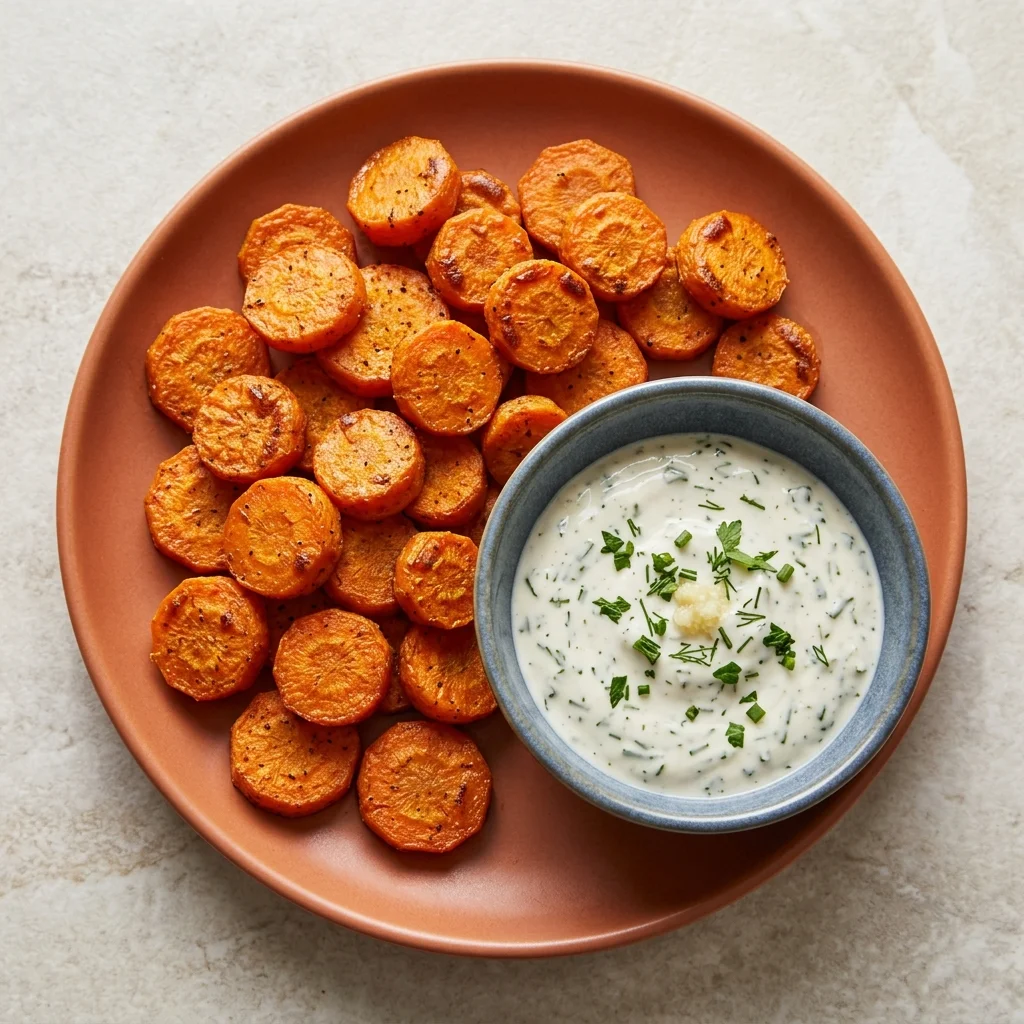 Roasted Carrot Coins with Herb Dip