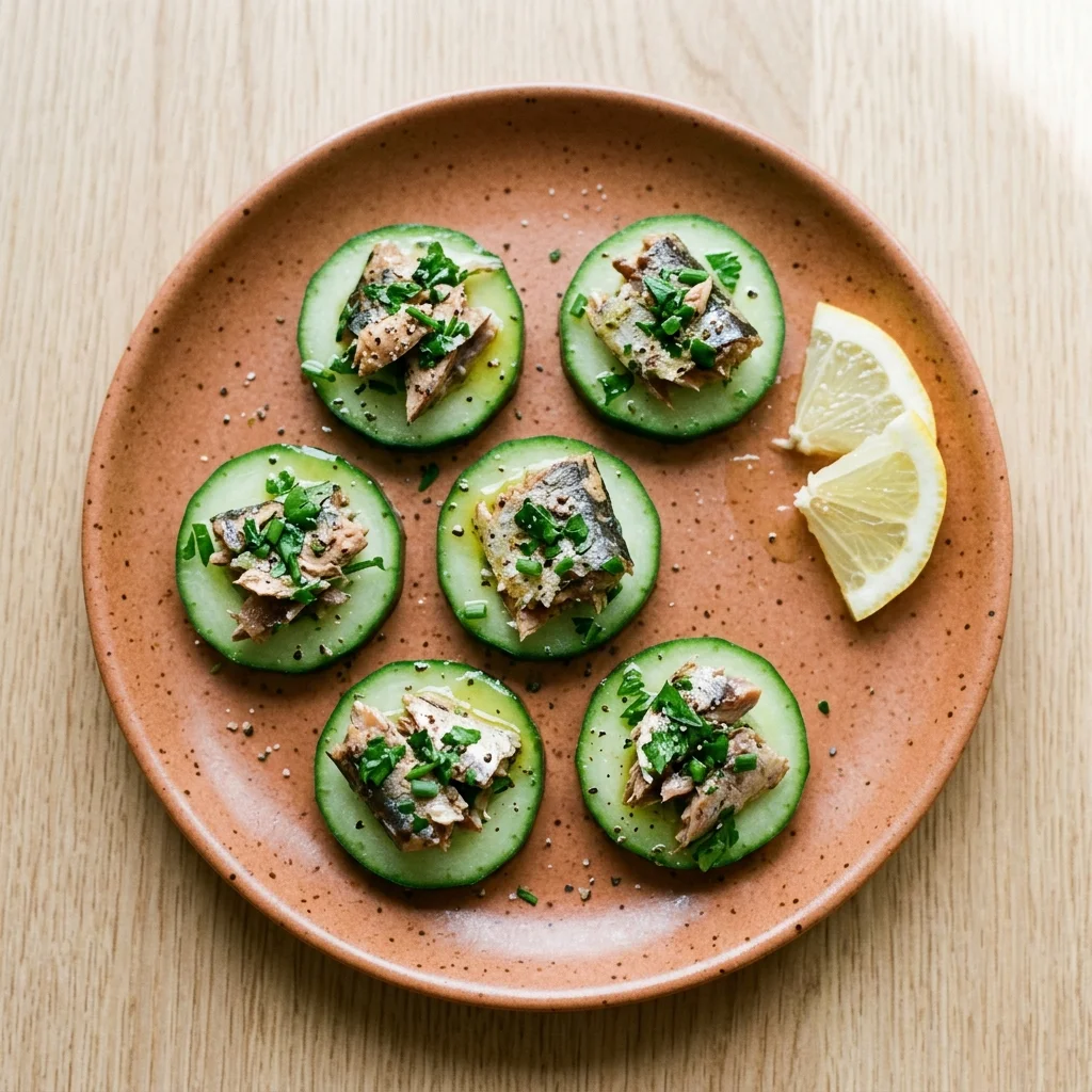 Sardines on Cucumber with Lemon & Herbs