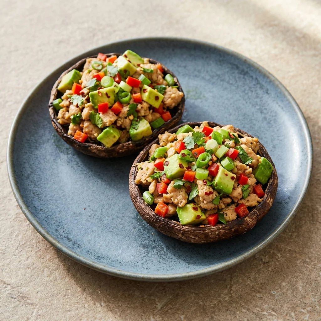 Chicken & Avocado Stuffed Portobello Mushrooms