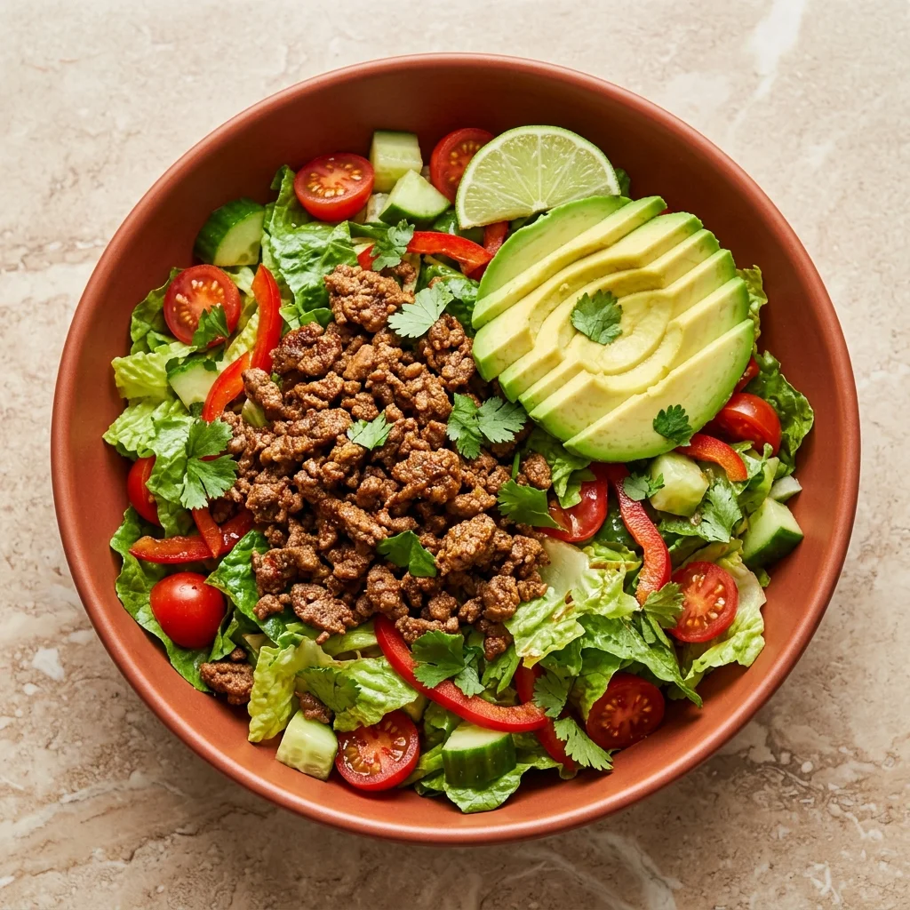 Ground Beef Taco Salad with Avocado