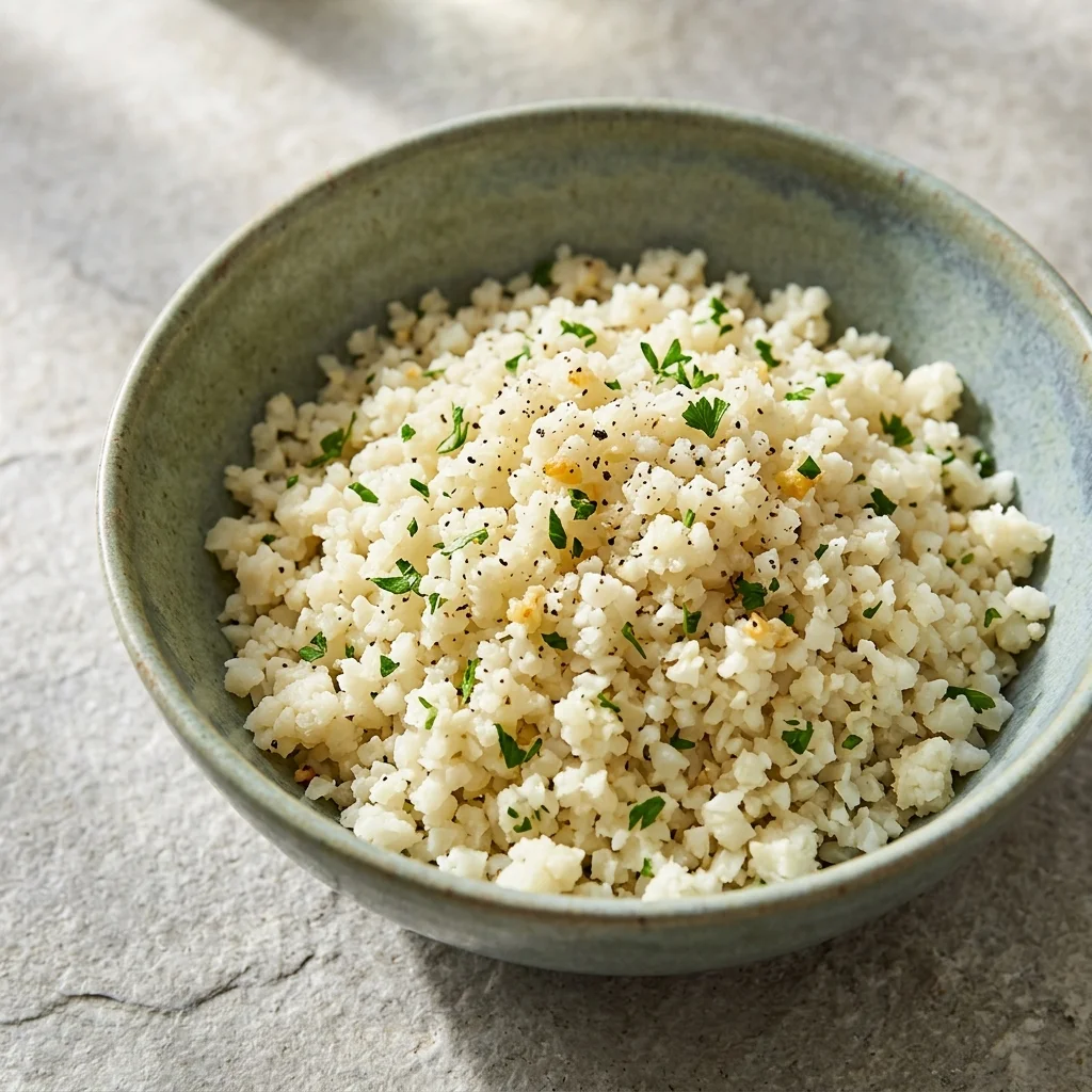Peppered Garlic Cauliflower Rice