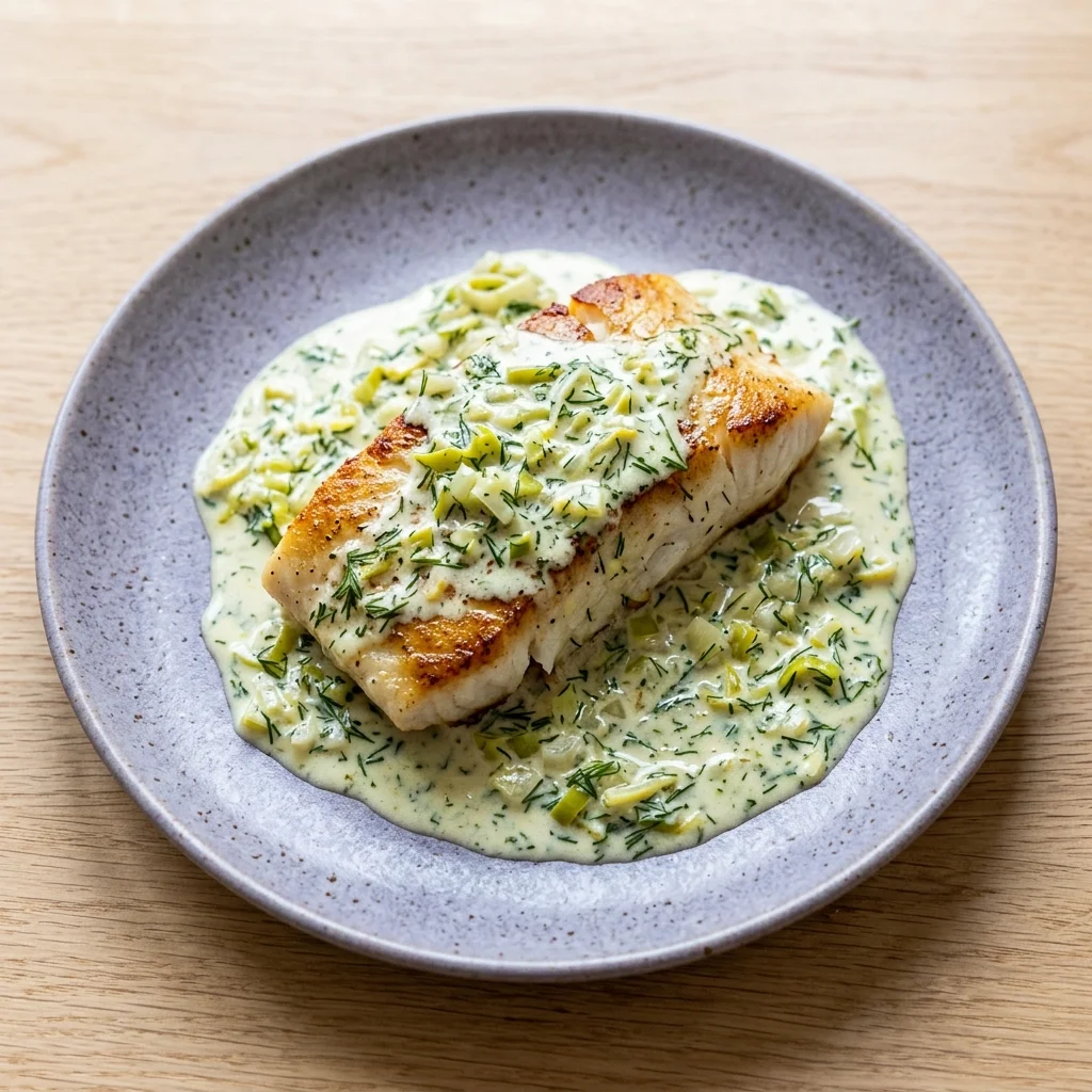 Halibut with Dill Cream Sauce