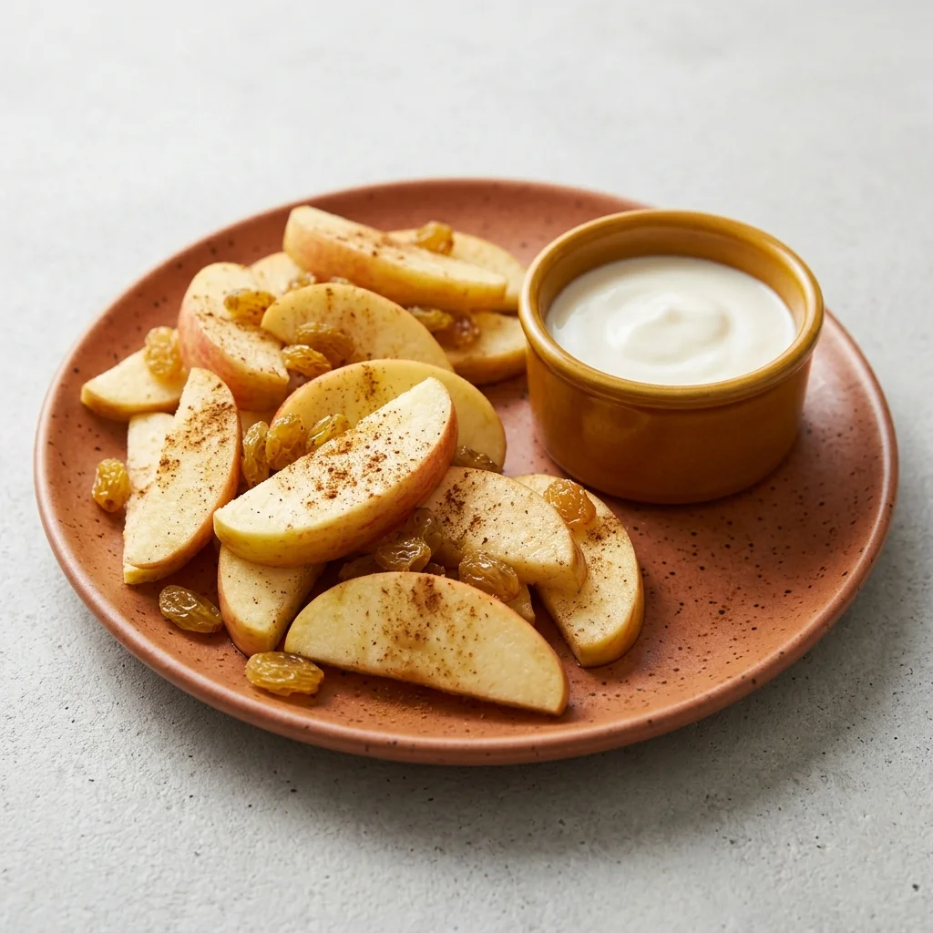 Golden Raisin Apple Slices with Honey Yogurt Dip