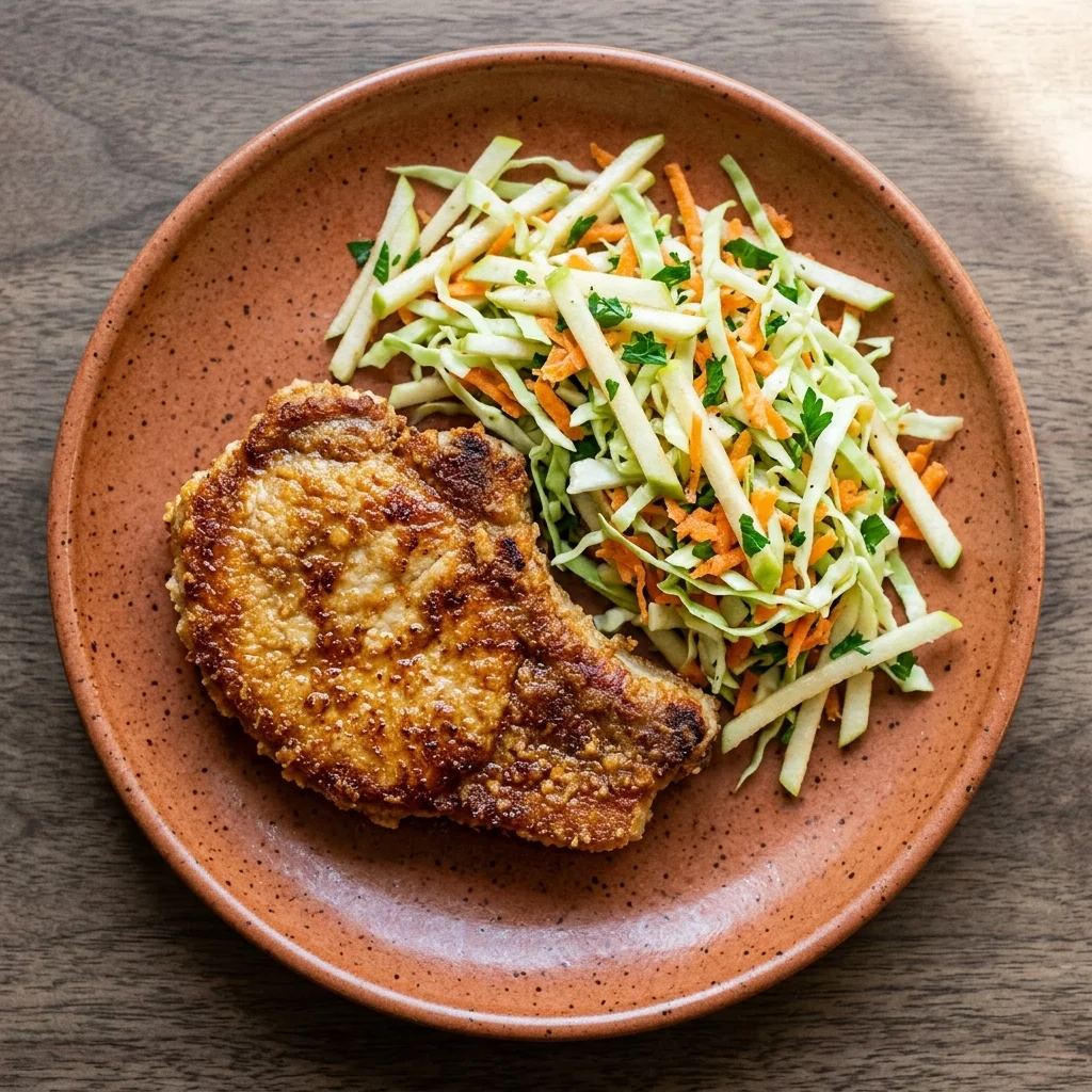 Paleo Crispy Pork Chops with Apple Slaw