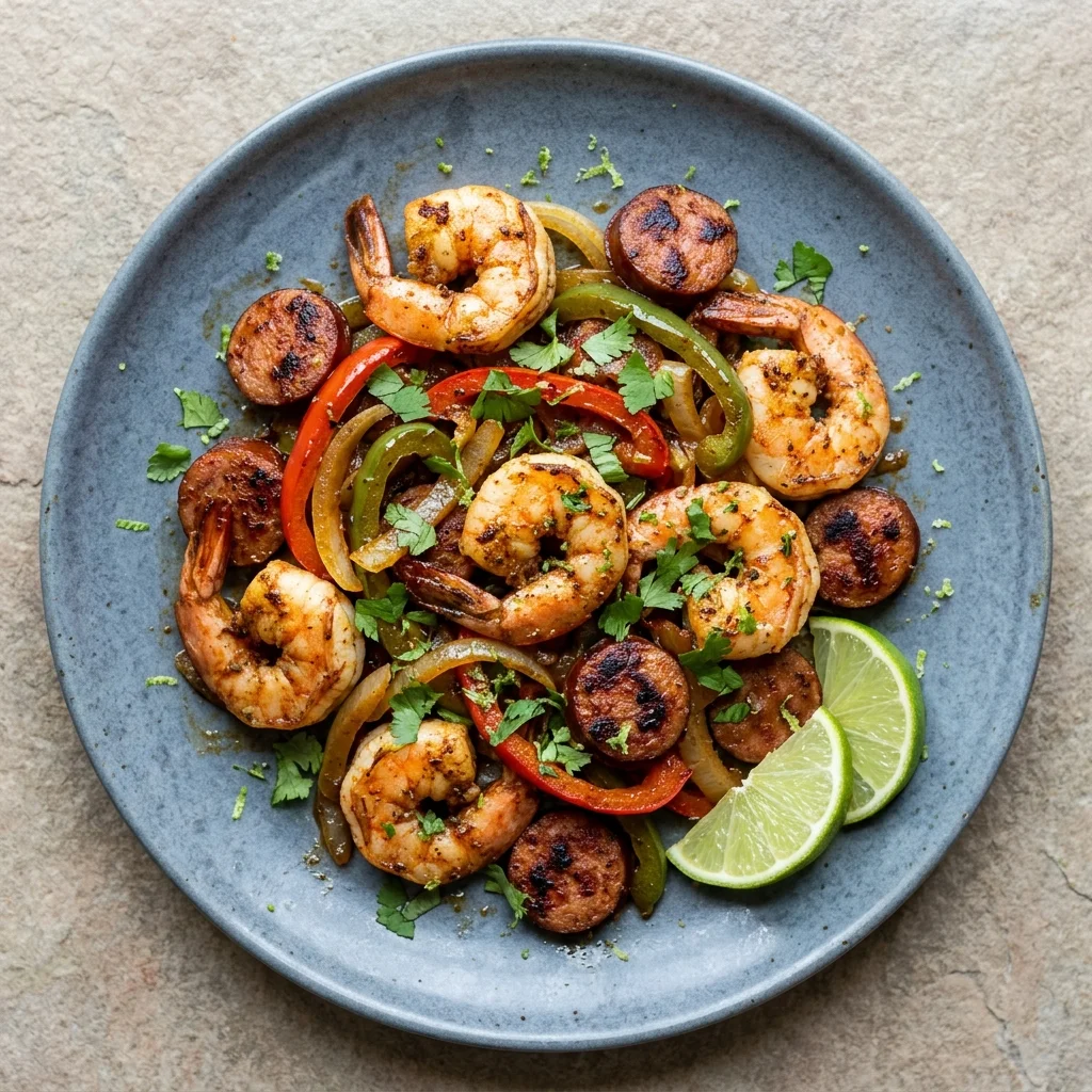 Paleo Cajun Shrimp & Sausage Skillet with Lime